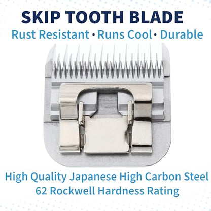 Detachable A Series 4 Blade Dog Grooming Skip Tooth Cuts Length 3 3/8" - 9.6mm Japanese High Carbon Steel Dog Grooming Blade Supplies | Detachable Blade Clippers (Compatible A5 Series(B4) - color: 4 (3/8" or 9.6mm) Skip Tooth