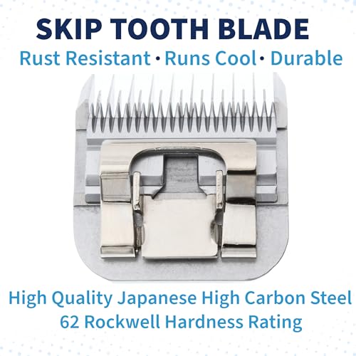 Detachable A Series 5 Blade Dog Grooming Skip Tooth Cuts Length 1/4" - 6.4mm Japanese High Carbon Steel Dog Clippers for Grooming | Detachable Clipper Blade 5 (Compatible A5 Series(B5) - color: 5 (1/4" or 6.4mm) Skip Tooth