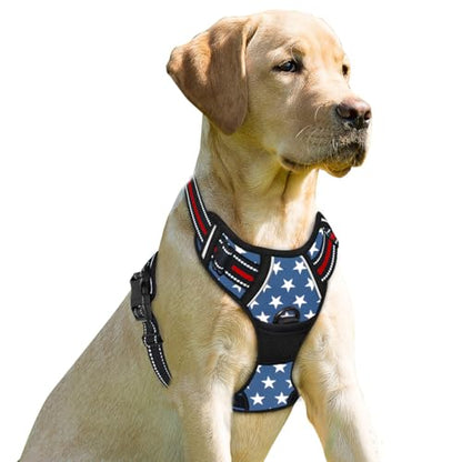 BARKBAY No Pull Dog Harness Front Clip Heavy Duty Reflective Easy Control Handle for Large Dog Walking(Star,XS) - color: Blue Star, size: X-Small(Chest:15.5-19.5”)