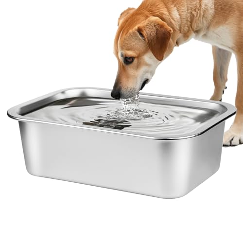Ohtomber Stainless Steel Dog Bowl - 2.65 Gallons Metal Large Pet Dog Water & Food Bowl, Outdoor Feeder Water Trough Dish Plate for Cat, Big, Extra Large Breed - size: 2.65 gallons