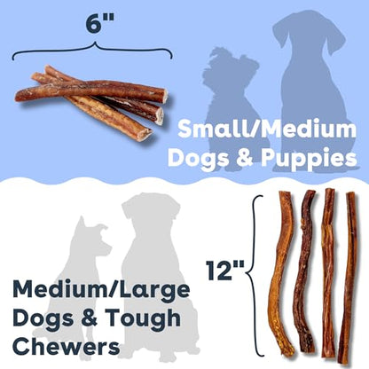 Pupford Thick Bully Sticks for Dogs & Puppies, Smoked for Improved Smell, Natural, Long-Lasting, Single Ingredient Chews for Small & Medium Breeds (6", 4 Count) - size: 4 Count (Pack of 1), style: 6 Inch