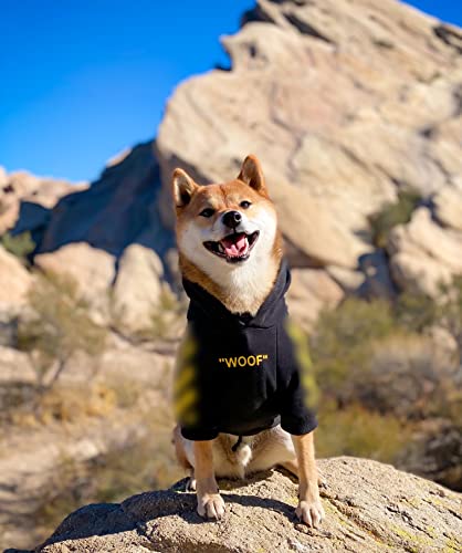 ChoChoCho Stylish Dog Hoodie Dog Clothes Streetwear Cotton Sweatshirt Fashion Outfit for Dogs Cats Puppy Small Medium Large (5XL, Yellow) - color: Woof-Yellow, size: 5XL (Chest: 32.3''-36.6'' / Suggest: 89-139 lbs)
