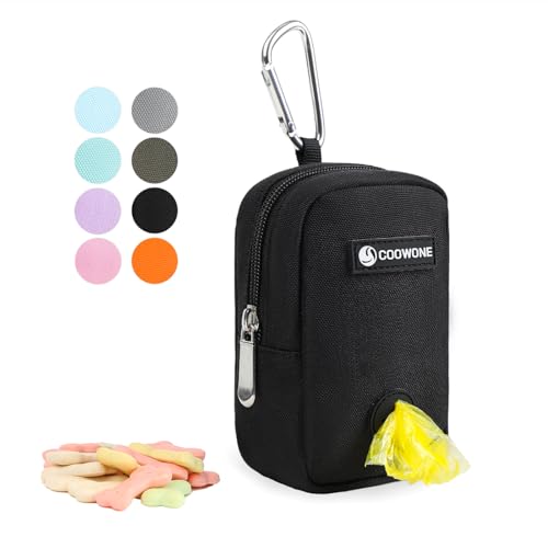 Dog Treat Pouch Dog Poop Bag Holder For Leashes, Pets Snack Container With Inner Mesh Bag, Puppy Supplies Perfect For Training And Walking - Hands Free Dog Waste Bag Dispenser -Dog Travel Accessories - color: Black