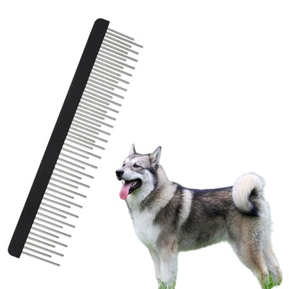 Shedding Comb - Full Staggered EXTRA-Long Shedding and Dematting Rotating Tooth Comb for Grooming Dogs and Cats