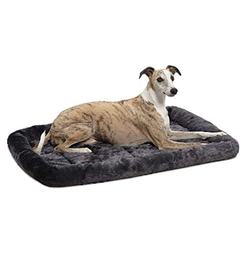MidWest Homes for Pets QuietTime Dog Bed – Gray Faux Fur Bolster, Ultra-Soft and Machine Washable, Fits 36-Inch Crates and Carriers, for Medium to Large Breed Dogs - color: Grey, size: 36 Inch