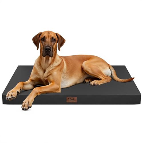 Jumbo Waterproof Orthopedic Dog Bed for Extra Large Dogs | Egg Crate Foam, Pressure Relief, Fits 54x37 Crates, Machine Washable 1680D Oxford Cover, Indoor & Outdoor Use, Up to 150 lbs - color: Black, size: 53.0"L x 36.0"W x 4.0"Th