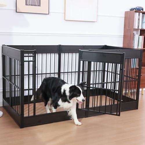 Dog Playpen, 35.4" Height Dog Pen Indoor, Heavy Duty, Safe and Sturdy, Furniture Style Puppy Pen - color: Black, style: 6 Panels (35.4" High)