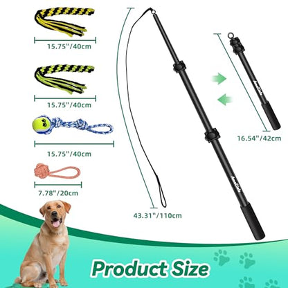 Flirt Pole for Dogs, Interactive Toys Tug-of-war for Pet, Durable Teaser Wand, Chase Toys with Rope Chewing Sticks, for Outdoor Exercise & Training - size: 2 switch-40.2Inch