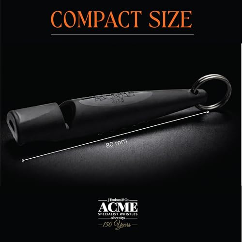 ACME Alpha 211.5 Professional Dog Training Whistle with Enhanced Ergonomic Grip. BPA-Free Plastic. 110 dBA. Long Range. Standardized Frequency. Weatherproof. Made in the UK (Black) - color: Black