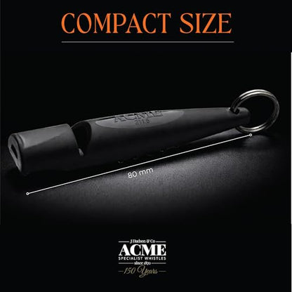 ACME Alpha 211.5 Professional Dog Training Whistle with Enhanced Ergonomic Grip. BPA-Free Plastic. 110 dBA. Long Range. Standardized Frequency. Weatherproof. Made in the UK (Black) - color: Black