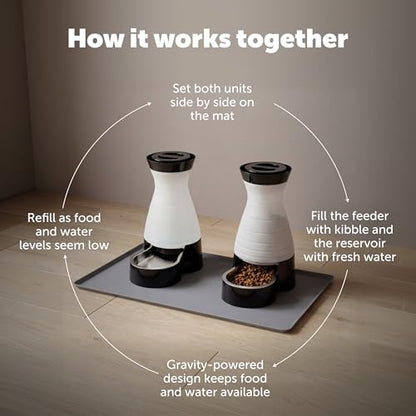 PetSafe Healthy Pet Food and Water Station with Waterproof Silicone Mat - Automatic Gravity Food and Water Dispenser for Cats and Dogs - BPA-Free Reservoir - Removable Stainless Steel Bowl - Medium - size: Medium