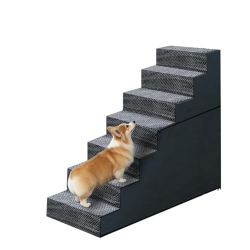 31" H Dog Stairs for Small and Medium Dogs 7-Step Ramps for High Beds and Couch Non-Slip Extra Wide Pet Stairs for Old Dogs and Puppy and Cat - Stable & Durable with Machine Washable Cover Indoor