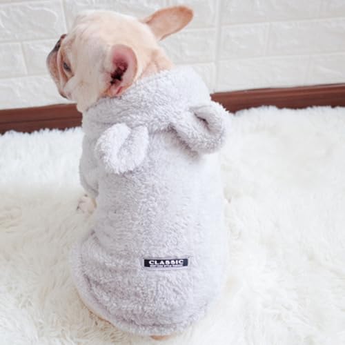 Easter Dog & Cat Outfit - Bunny Ears Cat Hoodies Fleece Puppy Clothes for Small Dogs & Cats (Small, Grey) - Warm Dog Sweatshirt & Easter Pet Costume - color: Grey, size: Small