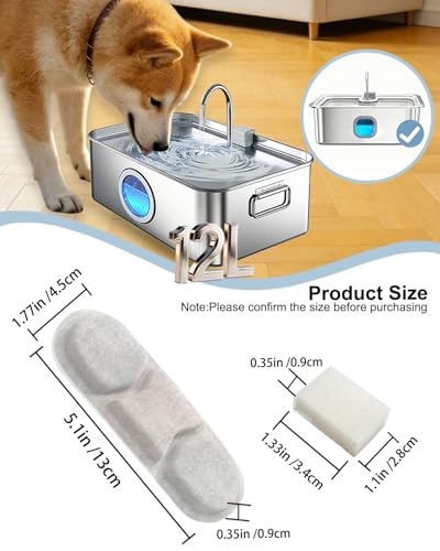 12-Pack Dog Water Fountain Filters Compatible with Zuqqony DYSJ01 12L Water Fountain,Pet Water Replacement Filters fit for MAILOFY WF160 16L & WF120 12L FIYOVA Pet Water Dispenser with Visible Window