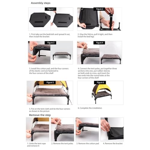 Raised Dog Bed - Removable Camping Dog Bed with Canopy Tent, Folding Elevated Puppy Couch, with Canopy Shade Tent | Off Ground Pet Bunk Cot, Raised Pet Cot for Large Pets Camping, Indoor & Outdoor Us - color: Pet camp bed+cushion+ceiling