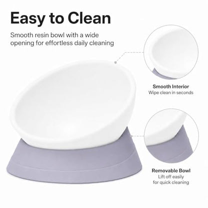 DZXZY French Bulldog Food Bowl, Slanted Tilted Pug Dog Bowl,Non-Slip Pet Feeder for Frenchie, Shih Tzu, Flat Faced Small Dogs, Puppies,Cat (Gray, M -2 Cup) - color: Gray, size: M -2 Cup