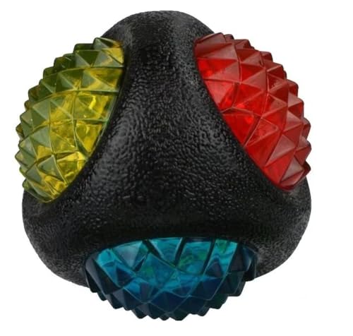 Dog Dental Lighted Translucent Rubber Diamond Balls 3 inch Small to Medium Canines (Black) - color: Black
