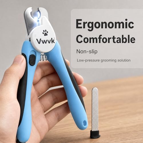 Dog Nail Clippers with Light, Professional Toenail Clippers for Thick Toenails, LED Illuminated Pet Nail Trimmer to See Bloodline, Safety Guard & Blade Lock, for Dogs & Cats