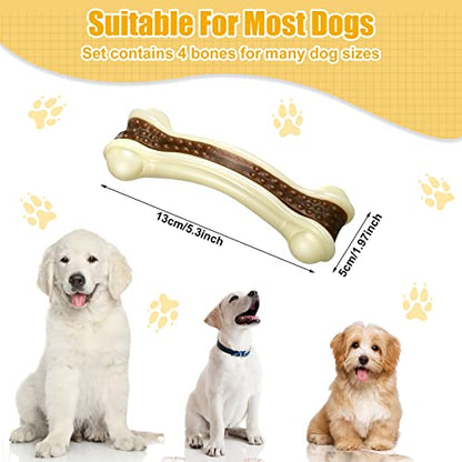 Sosation 4/5 Pack Dog Chew Toys for Aggressive Chewers Indestructible Nylon Dog Bones Beef Flavor Teething Chew Toys Bones for Large/Medium/Small Puppies(Medium) - size: Medium