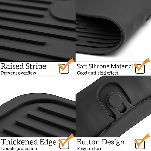 Ptlom Pet Placemat for Dog and Cat, Mat for Prevent Food and Water Overflow, Suitable for Medium and Small Pet, Black, Silicone - color: Black