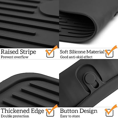 Ptlom Pet Placemat for Dog and Cat, Mat for Prevent Food and Water Overflow, Suitable for Medium and Small Pet, Black, Silicone - color: Black