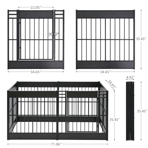 Dog Playpen, 35.4" Height Dog Pen Indoor, Heavy Duty, Safe and Sturdy, Furniture Style Puppy Pen - color: Black, style: 6 Panels (35.4" High)