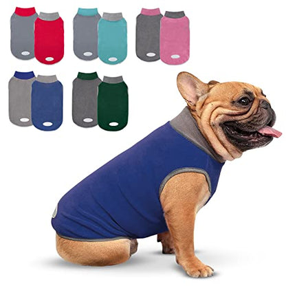 cyeollo 2 Pack Dog Sweater Soft Stretchy Fleece Vest with Reflective Stripe Pullover Sweatshirt Dog Jacket Lightweight Pet Clothes in Cold Weather Sweaters for Small Dogs, Navy & Grey M - color: 2# Navy & Grey, size: Medium