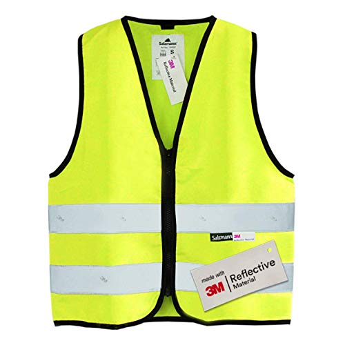 Salzmann Children's High Visibility Vest | Kids Safety Vest | Ages 1-18 | Made with 3M Reflective Material | Durable Zipper Fastening | Yellow, Orange, Pink, Green - color: Yellow, size: Medium