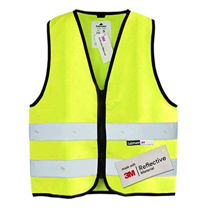Salzmann Children's High Visibility Vest | Kids Safety Vest | Ages 1-18 | Made with 3M Reflective Material | Durable Zipper Fastening | Yellow, Orange, Pink, Green - color: Yellow, size: Medium