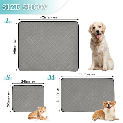 Qilmy Grey Solid Color Pet Mat, Waterproof Reusable Dog Training Pad Anti-Slip Pet Creat Pad for Small Medium Large Dogs and Cats - size: Medium+Large