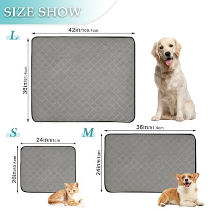 Qilmy Grey Solid Color Pet Mat, Waterproof Reusable Dog Training Pad Anti-Slip Pet Creat Pad for Small Medium Large Dogs and Cats - size: Medium+Large
