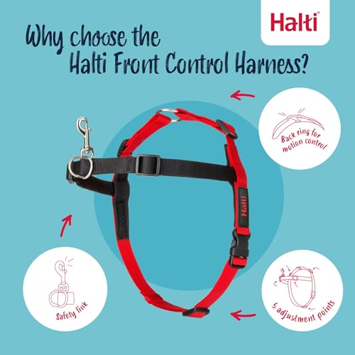 Halti Front Control Harness - Stop Your Dog Pulling on the Leash. Adjustable, Lightweight and Easy to Use. Anti-Pull Dog Training Harness for Medium Dogs (Size M) - size: Medium