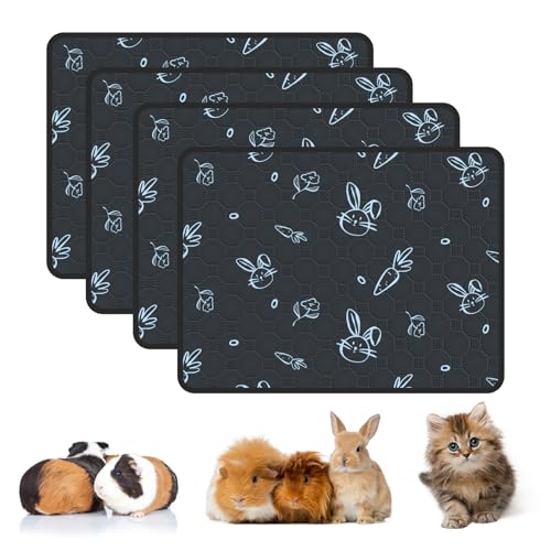 4-Pack Guinea Pig Cage Liner Washable, 18in x 24in Ultra-Absorbent Guinea Pig Bedding for Cage Non-Slip Leak-Proof Pee Pads for Dogs Rabbit Bunny Cat Litter Mat, Navy - color: Navy, size: 18" x 24", 4pcs