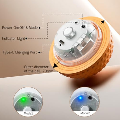 SNOYWEN Smart Interactive Dog Toy, Automatic Moving Bouncing Rolling Ball, Food-Grade Rubber Material IPX7 Waterproof Active Ball for Medium and Large Dogs (Orange) - color: Orange