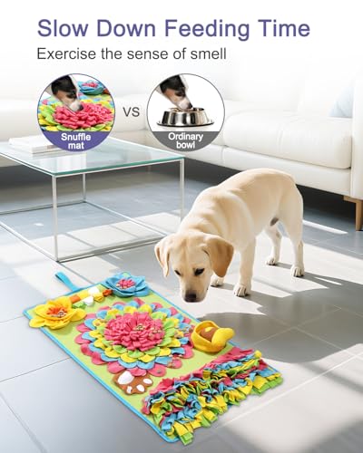 Snuffle Mat for Dogs -30.7 * 18.9inch Pet Treats Feeding Mat, Interactive Dog Puzzle Toy for Boredom, Dog Feeding Mats for Slow Feed, Relieve Anxiety, Encourages Natural Foraging Skills - size: 30.7*18.9in