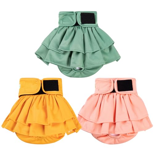 wegreeco Dog Diapers Female (3 Pack), Highly Absorbent Dog Diapers for Female Dogs in Heat, Incontinence, or Excitable Urination (HLF, Small) - color: Yellow, Green, Pink, size: Small (Pack of 3)