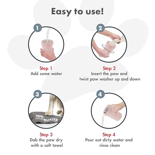 Dexas MudBuster Medium Dog Paw Cleaner, Blush, Fits 1.5"-2.5" Wide Paws, Gentle Silicone Bristles for Quick, Easy Cleaning - color: Blush, size: Medium without Lid