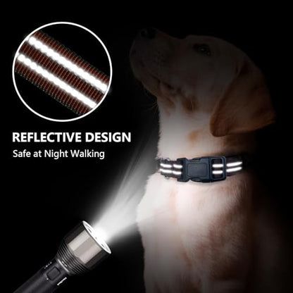 Hikiko Martingale Dog Collars Reflective Nylon Dog Collar with Quick Release Buckle Adjustable Training No Slip Dog Collar (Medium, Coffee Brown) - color: Coffee Brown, size: Medium