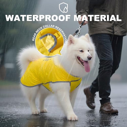 Dog Raincoat Adjustable Pet Waterproof Clothes Lightweight Rain Jacket Poncho Hoodies with Strip Reflective (Yellow, Small) - color: Yellow, size: Small