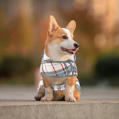 Dog Raincoat for Medium Dogs Waterproof Jacket Hooded Rain Coats with Reflective Strips Leash Hole & Poncho Adjustable Fit (Plaid,M) - color: Khaki Plaid, size: Medium