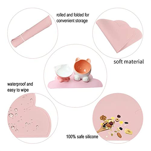 JiangYanus Dog Cat Food Bowl Mat, Waterproof Silicone Pet Feeding Mat | Placemat for Food and Water Bowls, Nonslip Cat Dog Food Placemat Tray Mat, Raised Edges to Prevent Water Spills on Floors - color: Grey