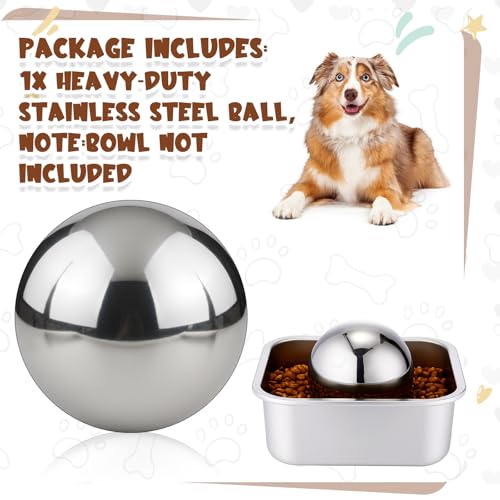 Soulchen Stainless Steel Slow Feeder Ball for Dogs, Weighted Metal Slow Feeder Ball, 3.54 Inch/9 cm, Slows Fast Eating to Prevent Choking, Bloating and Obesity, Safe for All Breeds