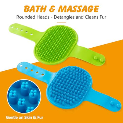 6PCS Dog Bath Brush Set, Dogs Scrubber for Short and Long Haired Dogs, Dog Shampoo Brush for Shedding, Bathing, Massaging and Grooming