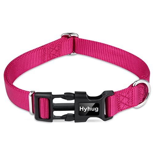 Hyhug Small Dog Collar Quick-Release| Heavy-Duty Nylon Puppy Collar, Adjustable & Durable Pet Supplies for Boy & Girl Dogs (Small, Rose Red) - color: Rose Red, size: Small