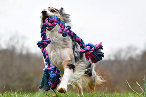 Mammoth Flossy Chews Rope Tug – Premium Cotton-Poly Tug Toy for Dogs – Interactive Rope Toy (Colors May Vary) - size: Medium 20", style: 3 Knot