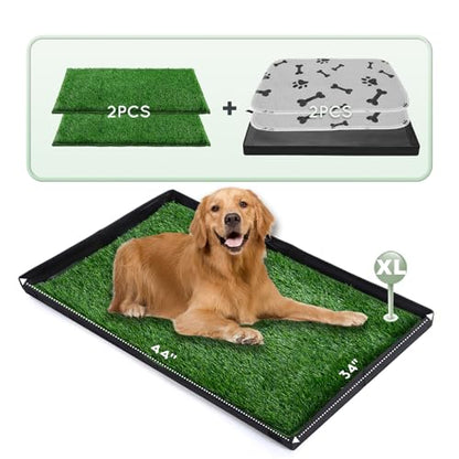 HQ4US 4LEGS Dog Grass Pad with Foldable Dog Litter Box,Extra Large Liner Base for Balcony，Ultra-Absorbent Artificial Grass Pads for Dogs Pee Pad Holder, Potty Training, 2 PCS Reusable Pee Pad - size: X-Large for Dog＜ 38" Length