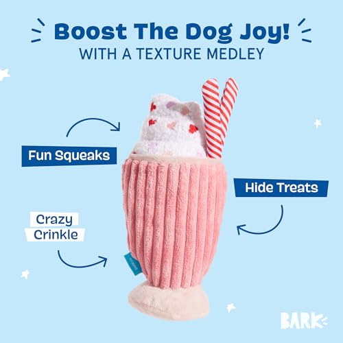 Barkbox Red Whine Milkshake Dog Toy – Squeaky Dog Toys – Plush Dog Toys – Puppy and Pet Toys for X-Small to Small Dogs - color: Milkshake