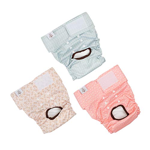 CuteBone Dog Diapers Female Washable Small Medium Large 3 Pack Reusable Doggie Diapers Puppy Period Pants for Doggy Heat Cycle Peeing - size: L