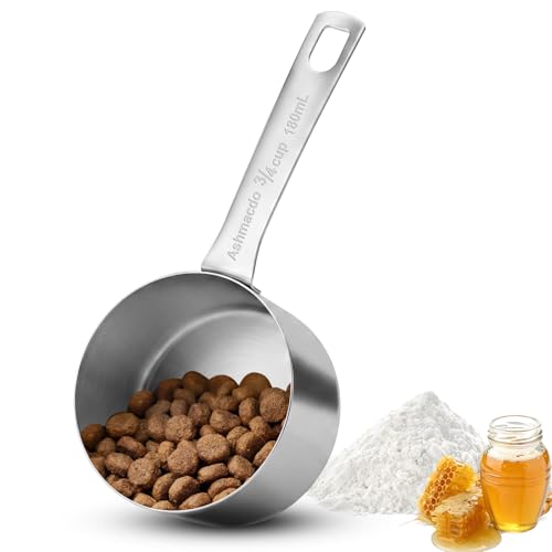 3/4 CUP Measuring Cup,Stainless Steel Measuring Cups for Cooking and Baking,Metal Pet Scooper for Dog Cat Bird Foods