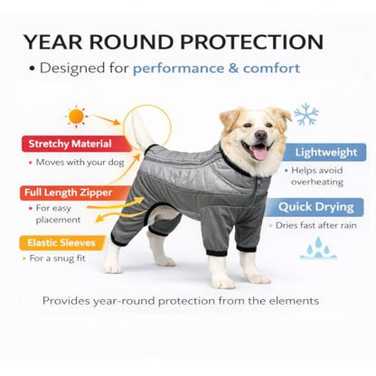 Pet Life ® Aura-Vent Lightweight 4-Season Stretch and Quick-Dry Performance Full Body Dog Coat Pet Jacket - color: Grey, size: Medium